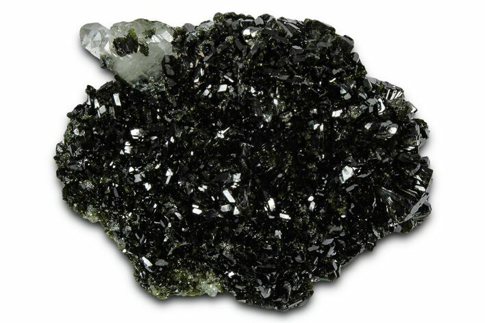 Sparkling Dark Green Epidote Crystals with Quartz - Turkey #337442